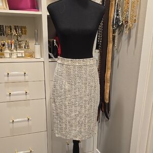 Banana Republic Tweed Pencil Skirt in Cream and Gray